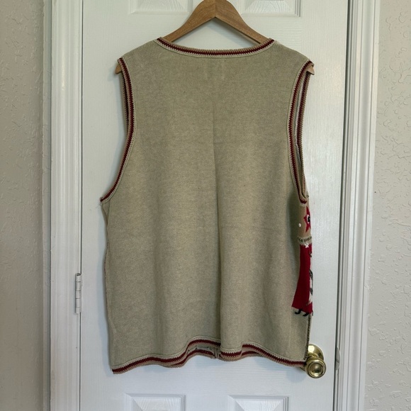Blast Vintage 90s Sweater Vest Knitted Patchwork Knit Embroidered Plus size 1XL - Picture 5 of 8